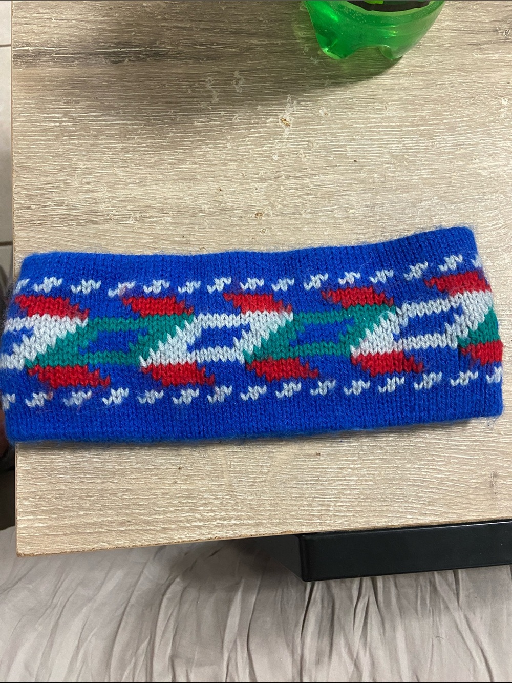 Unbranded Headband Wrap Fleece Ear Warmer Geometric Blue Vintage 80s 90s